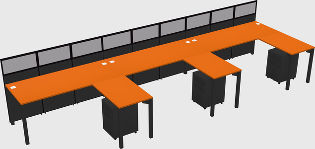 Shared l-shaped cubicle