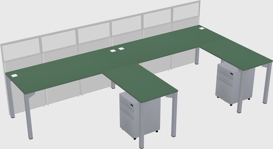 Shared l-shaped cubicle