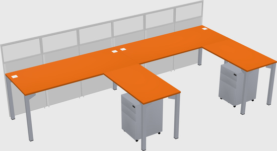 Shared l-shaped cubicle