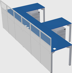 Shared l-shaped cubicle