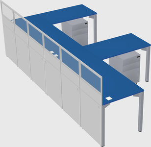 Shared l-shaped cubicle
