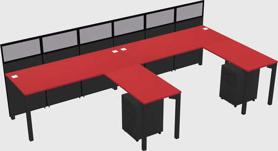 Shared l-shaped cubicle