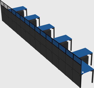 Shared l-shaped cubicle