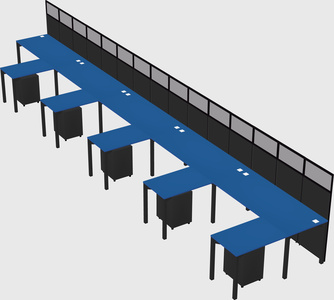 Shared l-shaped cubicle