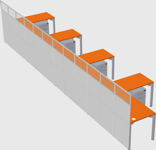 Shared l-shaped cubicle