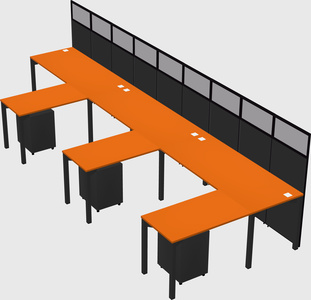 Shared l-shaped cubicle