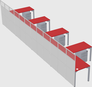 Shared l-shaped cubicle