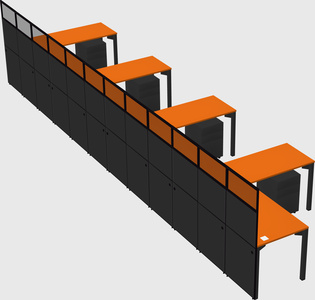 Shared l-shaped cubicle