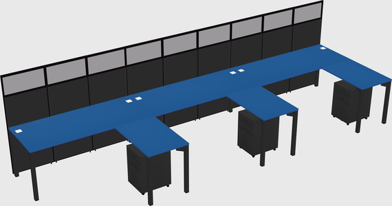 Shared l-shaped cubicle