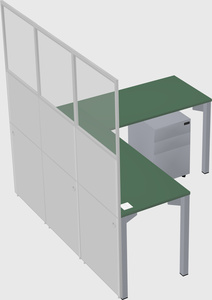 Shared l-shaped cubicle