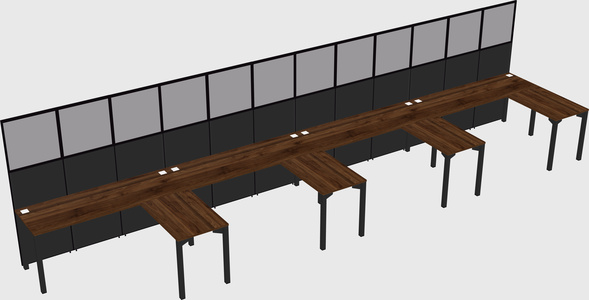 Shared l-shaped cubicle