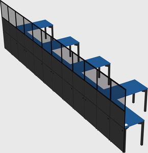 Shared l-shaped cubicle