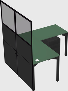 Shared l-shaped cubicle