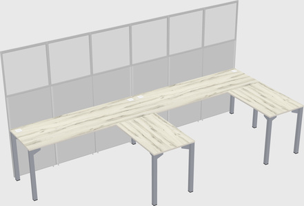 Shared l-shaped cubicle