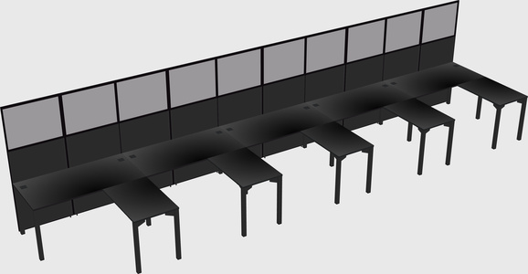Shared l-shaped cubicle