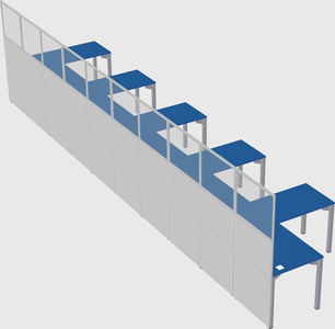 Shared l-shaped cubicle