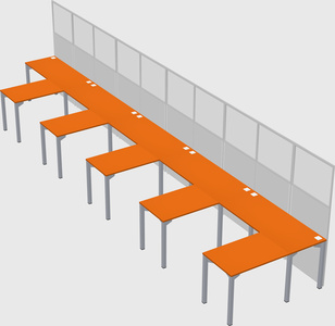 Shared l-shaped cubicle