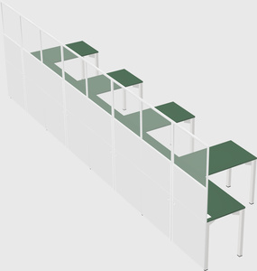 Shared l-shaped cubicle