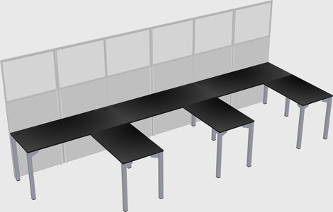 Shared l-shaped cubicle