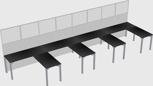 Shared l-shaped cubicle