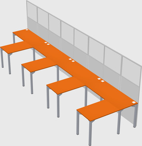 Shared l-shaped cubicle