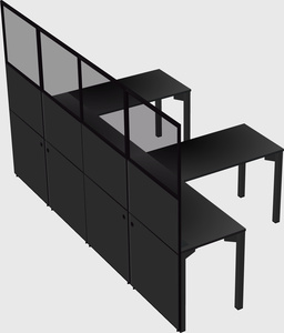 Shared l-shaped cubicle