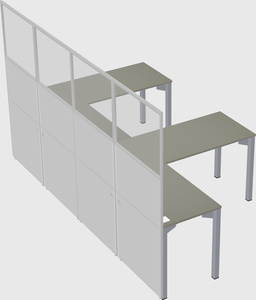 Shared l-shaped cubicle