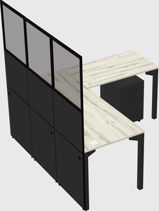 Shared l-shaped cubicle
