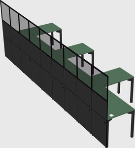 Shared l-shaped cubicle