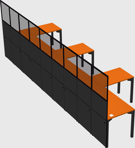 Shared l-shaped cubicle