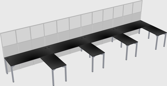 Shared l-shaped cubicle