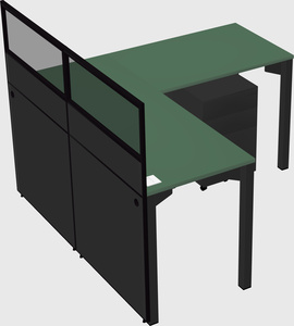 Shared l-shaped cubicle