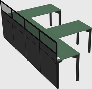 Shared l-shaped cubicle