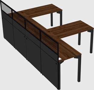 Shared l-shaped cubicle