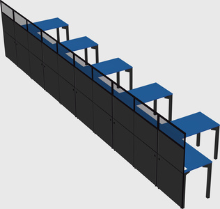 Shared l-shaped cubicle