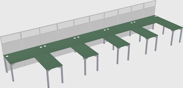 Shared l-shaped cubicle