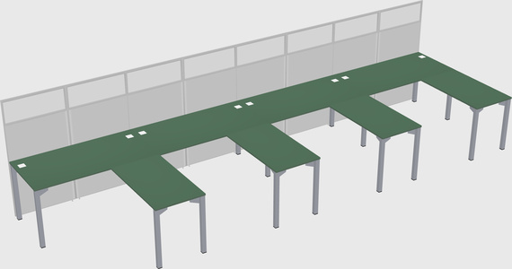 Shared l-shaped cubicle