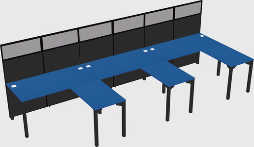 Shared l-shaped cubicle