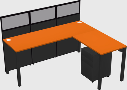 Shared l-shaped cubicle