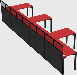 Shared l-shaped cubicle