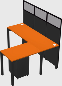 Shared l-shaped cubicle