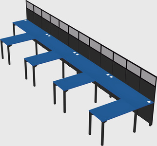 Shared l-shaped cubicle