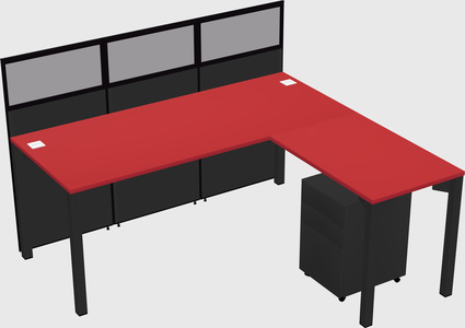Shared l-shaped cubicle