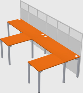 Shared l-shaped cubicle