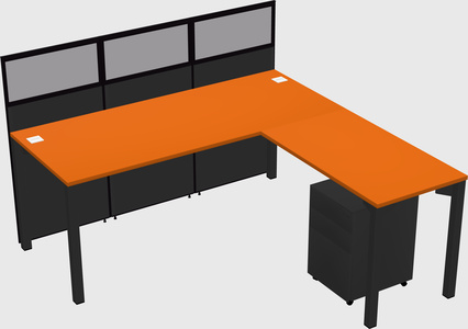 Shared l-shaped cubicle