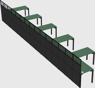 Shared l-shaped cubicle