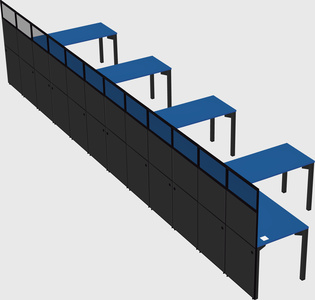 Shared l-shaped cubicle