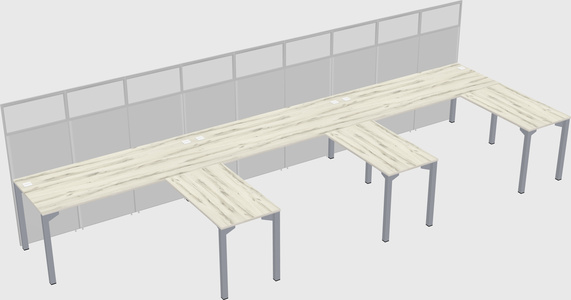 Shared l-shaped cubicle