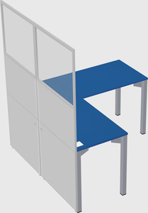 Shared l-shaped cubicle
