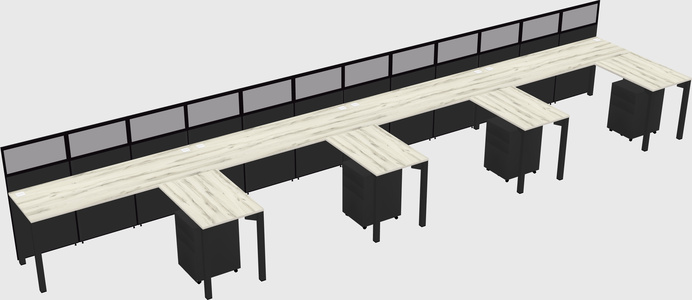 Shared l-shaped cubicle